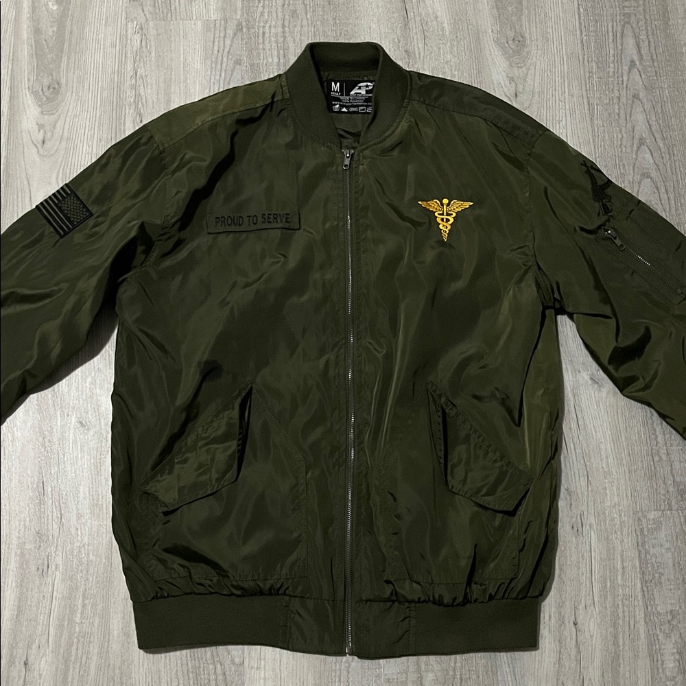 Olive Green Bomber Jacket Army Style